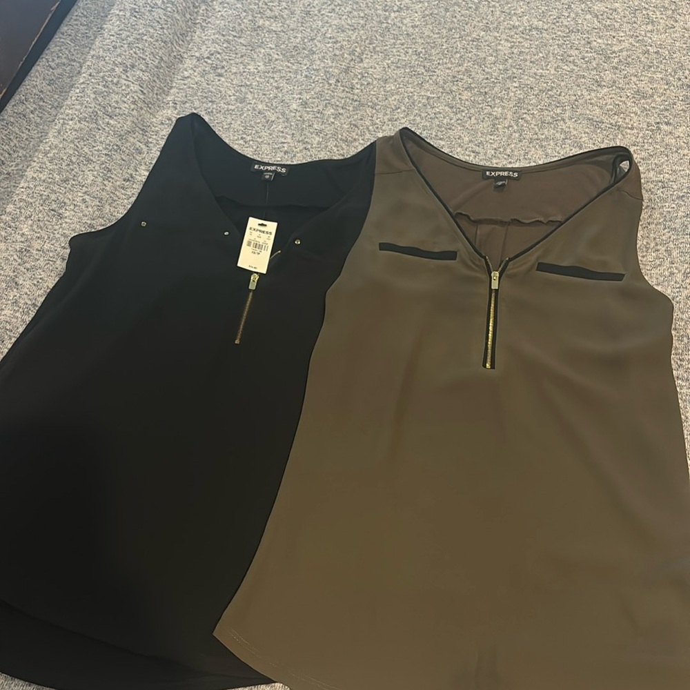 Xs express tanks, black nwt. Gold zipper in front… fits like a small